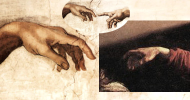 Michelangelo e Caravaggio, Mani a confronto